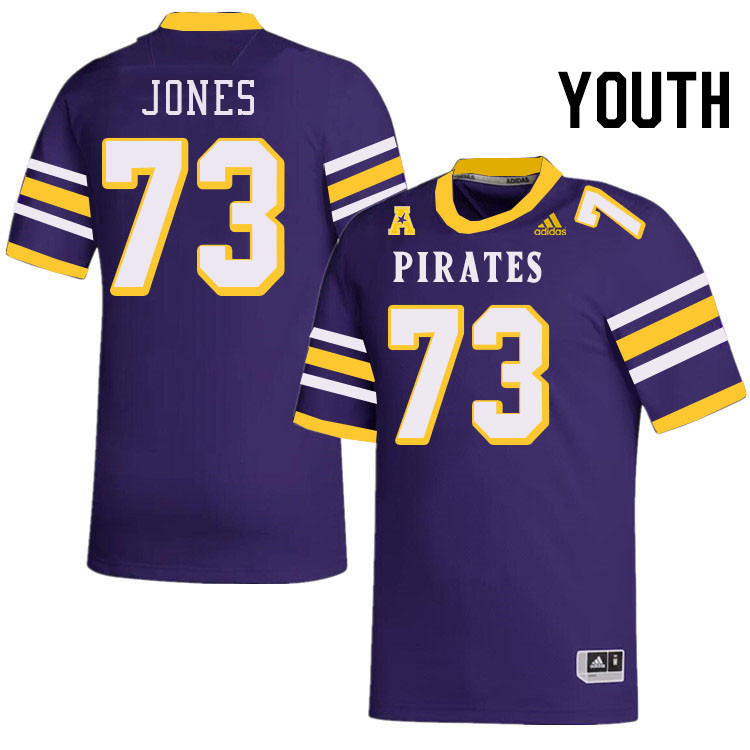 Youth #73 Karson Jones ECU Pirates College Football Jerseys Stitched-Throwback